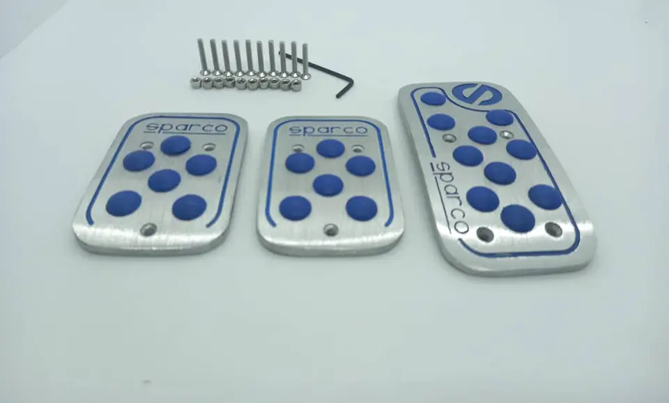 Set cubre pedales Sparco, 3pzs aluminio - Cromado/Azul 4