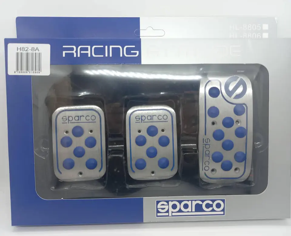 Set cubre pedales Sparco, 3pzs aluminio - Cromado/Azul 5