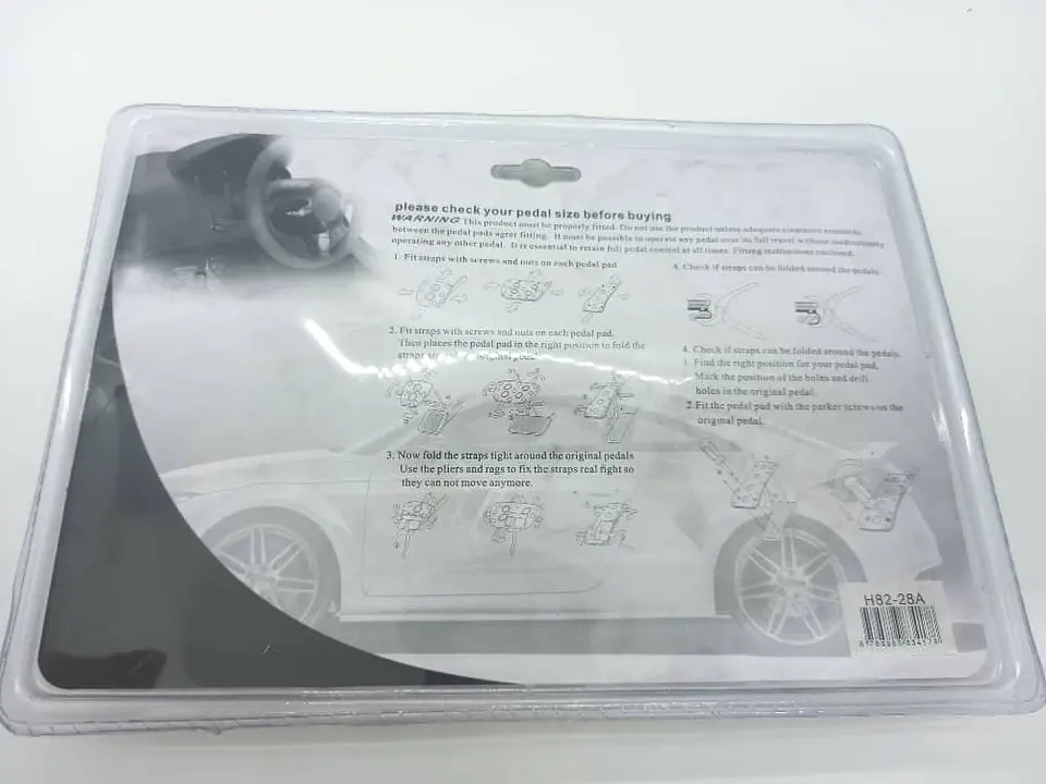 Set cubre pedales de auto, 3pzs aluminio/goma - Negro/Rojo 7