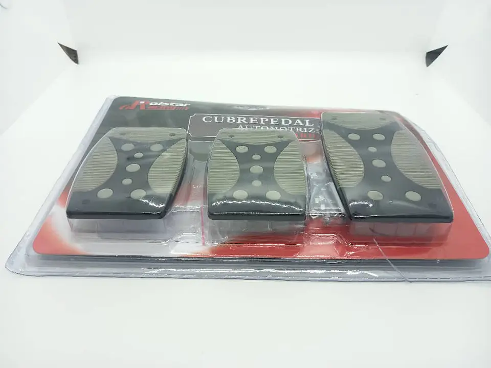 Set cubre pedales de auto, 3pzs aluminio/goma - Negro/Gris 8