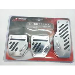 Set cubre pedales de auto 3 piezas de aluminio y goma tunning universal para autos manuales colores Cromado línea negra H82-23N