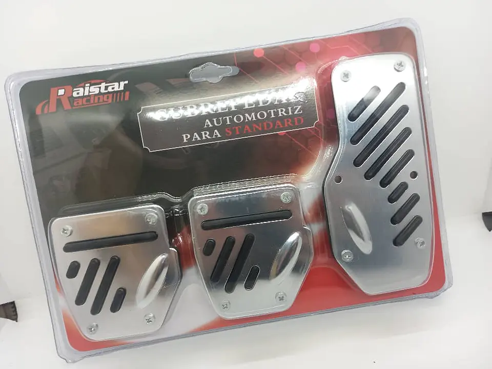 Set cubre pedales de auto, 3pzs - Cromado línea negra H82-23N 4