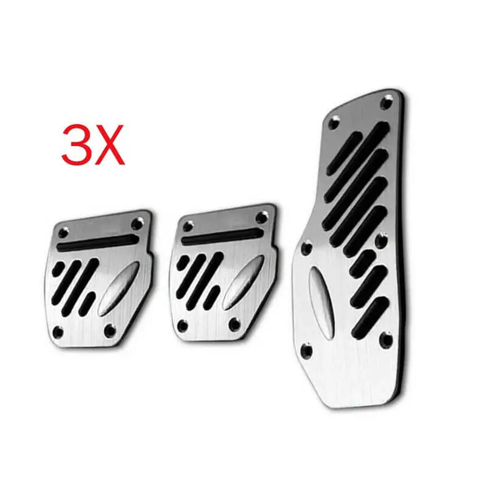 Set cubre pedales de auto, 3pzs - Cromado línea negra H82-23N 5