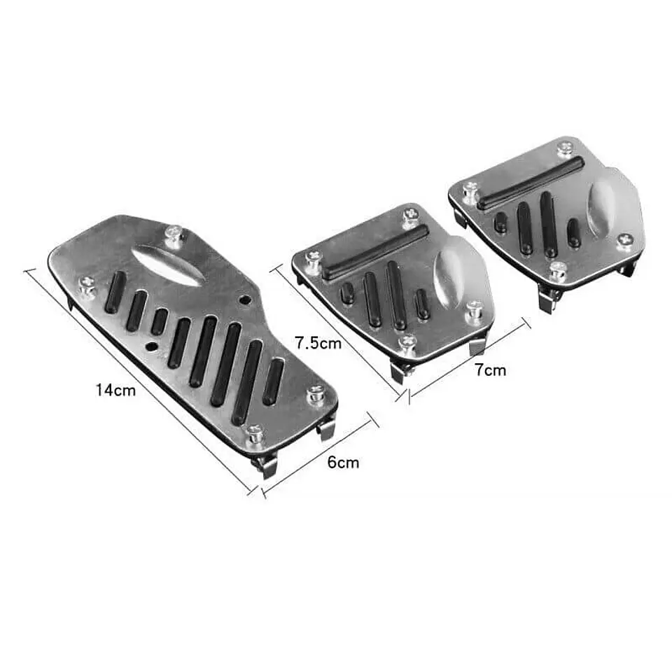 Set cubre pedales de auto, 3pzs - Cromado línea negra H82-23N 8