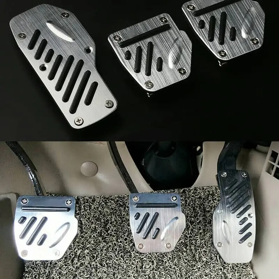 Set cubre pedales de auto, 3pzs - Cromado línea negra H82-23N 10