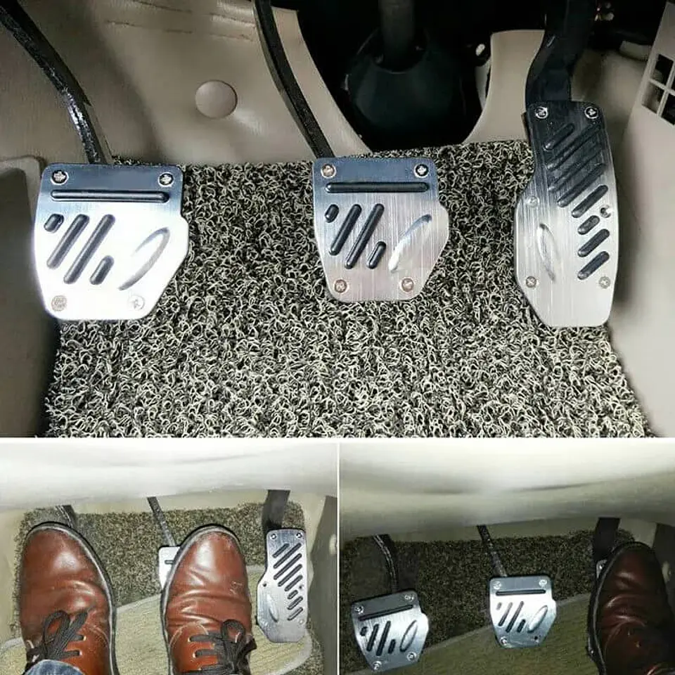 Set cubre pedales de auto, 3pzs - Cromado línea negra H82-23N 11
