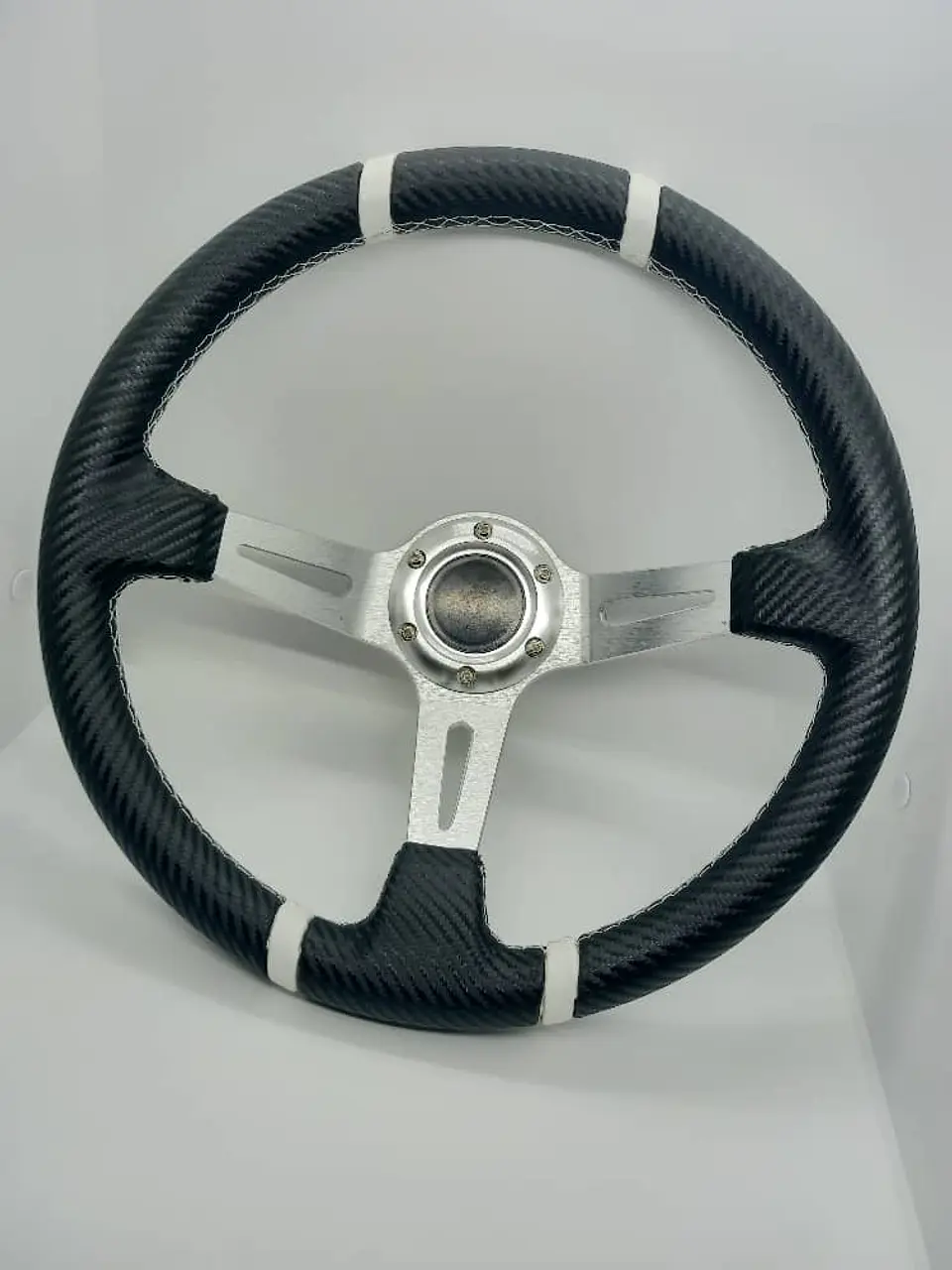 Volante deportivo universal Sparco 35cm - Centro Plata, línea Blanca 7