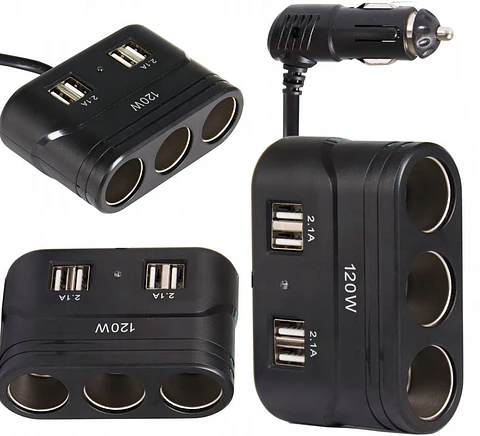 Adaptador Splitter Multienchufe con 3 Tomas de Corriente tipo