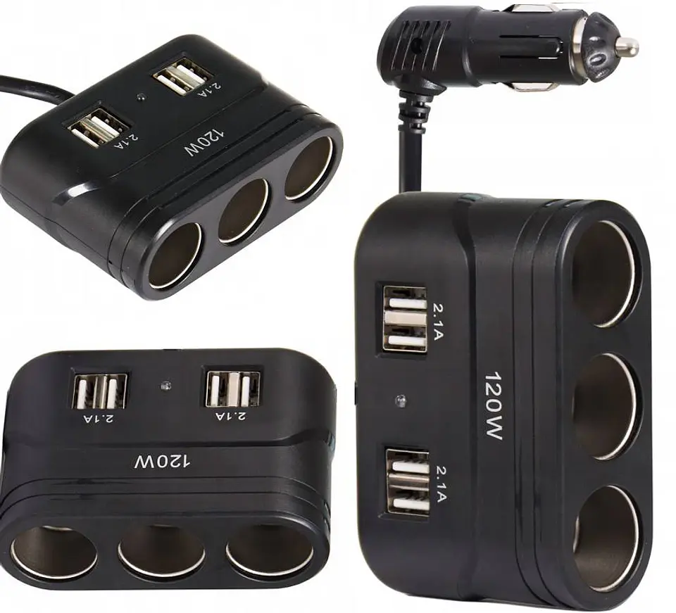 Adaptador Splitter Multienchufe con 3 Tomas de Corriente tipo 1