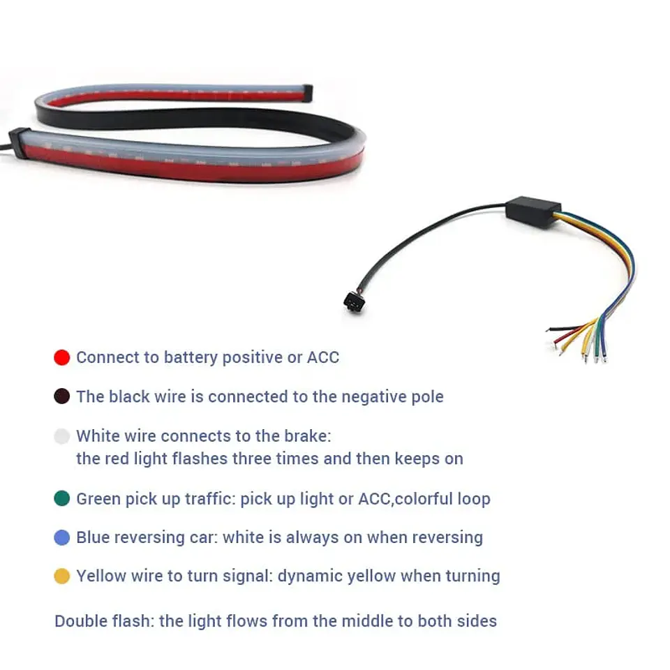 Tira de luz led de freno 90cm RGB para Luneta trasera 6 funciones 2