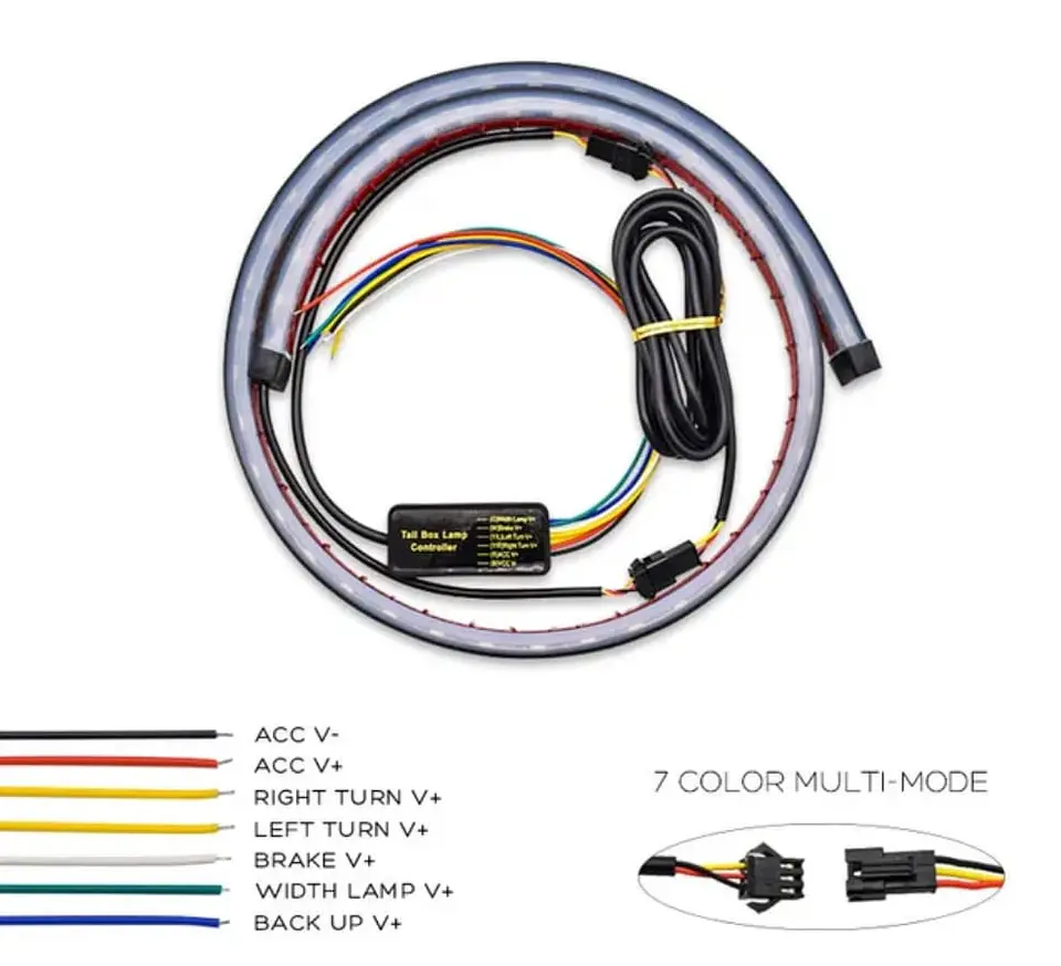 Tira de luz led de freno 90cm RGB para Luneta trasera 6 funciones 7