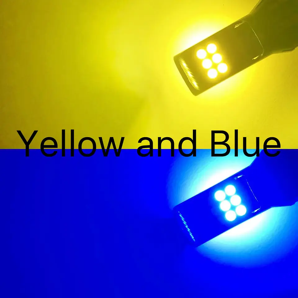 Par ampolletas LED bicolor 9005-9006 4800Lm 12V - Amarillo con Azul 3