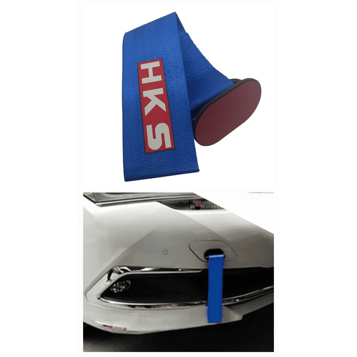 Cinta correa gancho de remolque ó arrastre tow strap universal HKS tunning color AZUL con adhesivo precio 6990pesos 1