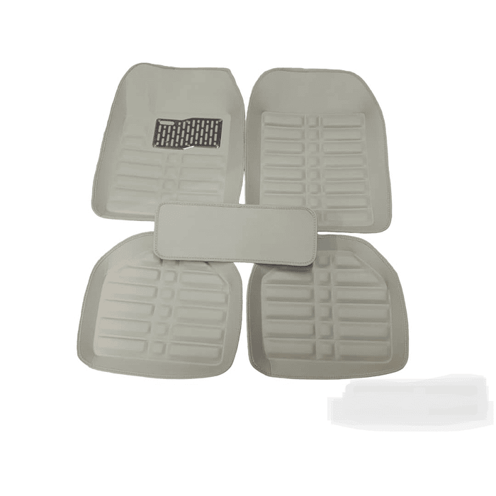 Set de alfombras pisos tapetes de auto universal tipo bandeja impermeables, 5 piezas a prueba de líquidos color Beige  1