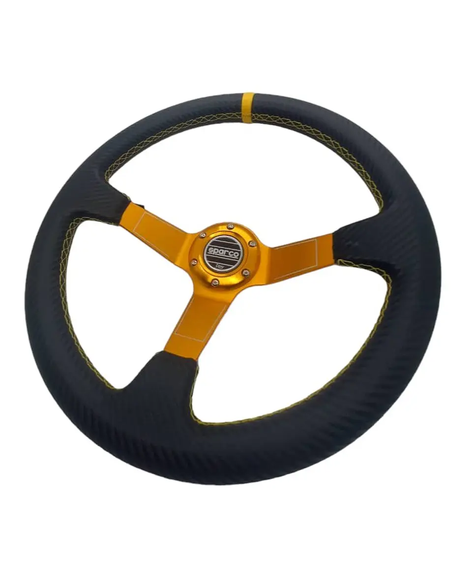 Volante deportivo universal Sparco 35cm liso - línea amarilla 5
