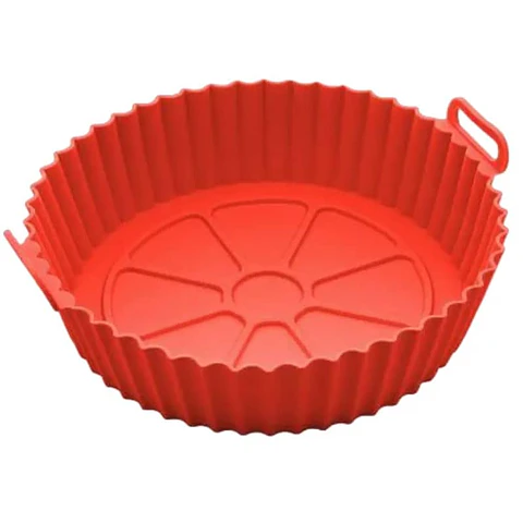 Cesta de silicona para freidora de aire, bandeja reutilizable rojo