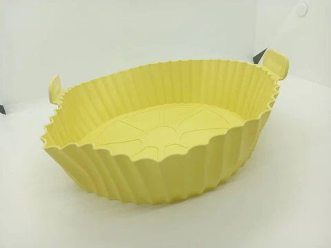 Cesta de silicona para freidora de aire, bandeja reutilizable amarillo