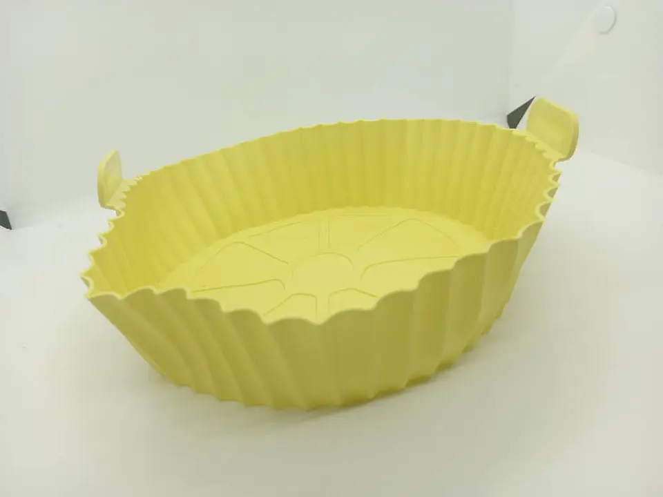 Cesta de silicona para freidora de aire, bandeja reutilizable amarillo 1