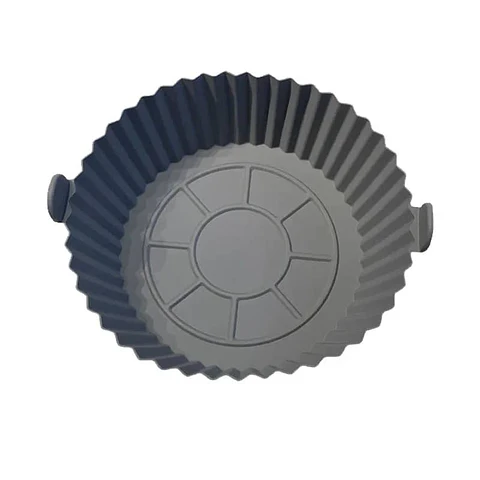 Cesta de silicona para freidora de aire, bandeja reutilizable gris