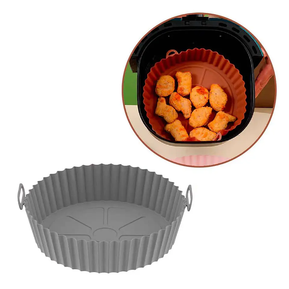 Cesta de silicona para freidora de aire, bandeja reutilizable gris 9