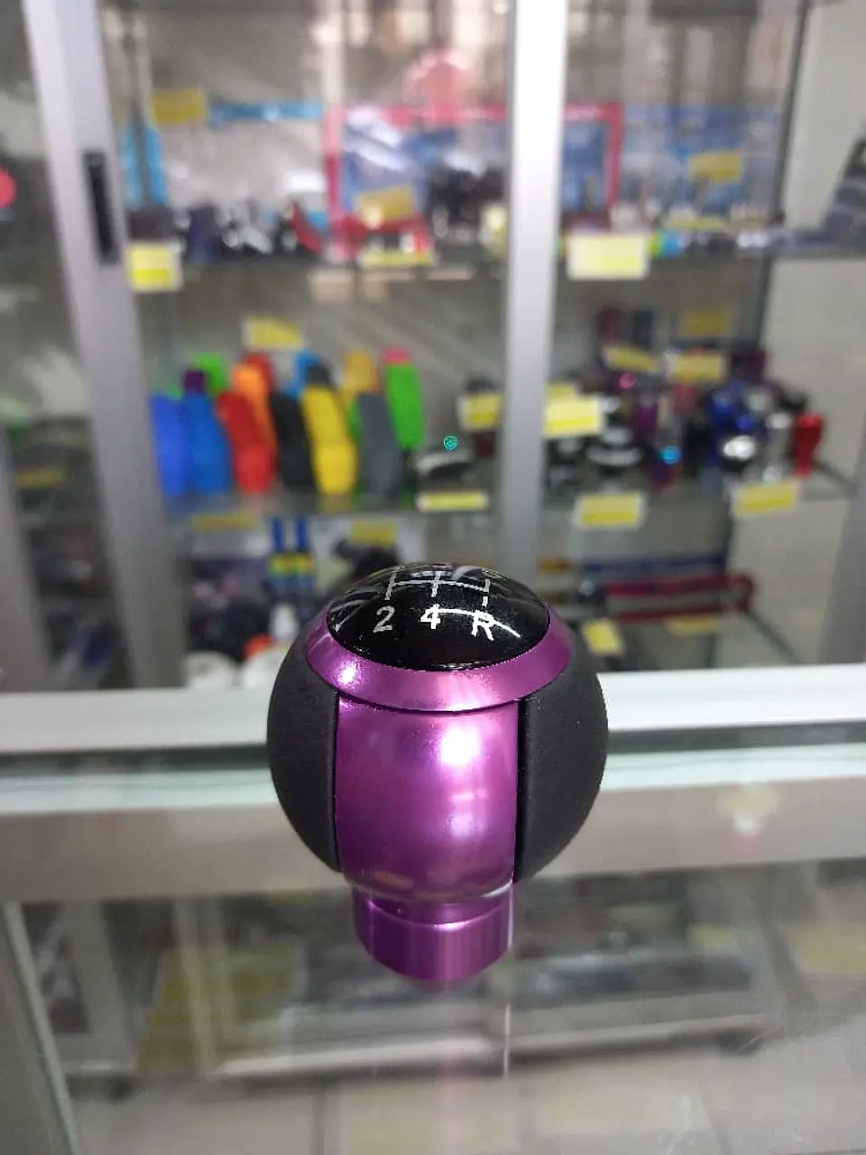 Pomo perilla de cambios universal, 5 vel., morado con negro 11