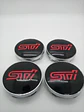 Set X4 Tapa centro de Llantas de autos universal STI NEGRO CON ROJO - thumbnail 4