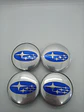 Set X4 Tapa centro de Llantas de autos Subaru PLATA AZUL universal - Miniatura 3