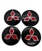 X4 Tapa centro llantas Mitsubishi 60mm/56mm - Negro/Plateado/Rojo - thumbnail 4