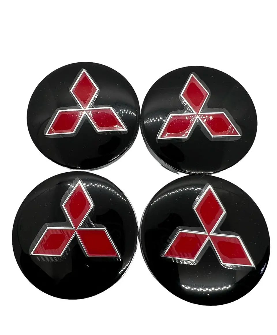 X4 Tapa centro llantas Mitsubishi 60mm/56mm - Negro/Plateado/Rojo 4