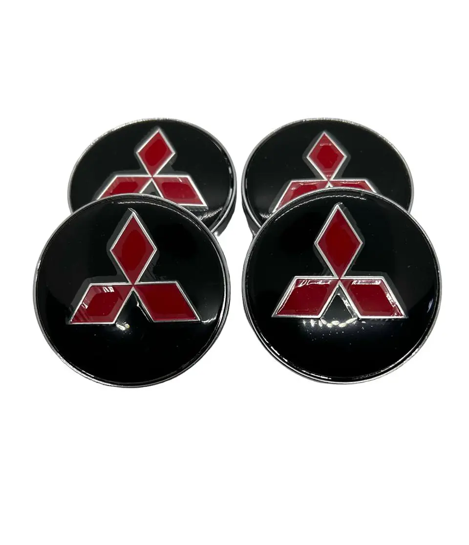 X4 Tapa centro llantas Mitsubishi 60mm/56mm - Negro/Plateado/Rojo 5
