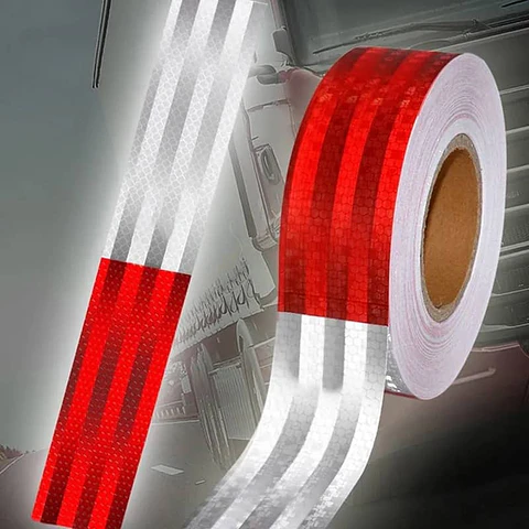 Pegatinas reflectantes para auto y camión color blanco con rojo tira