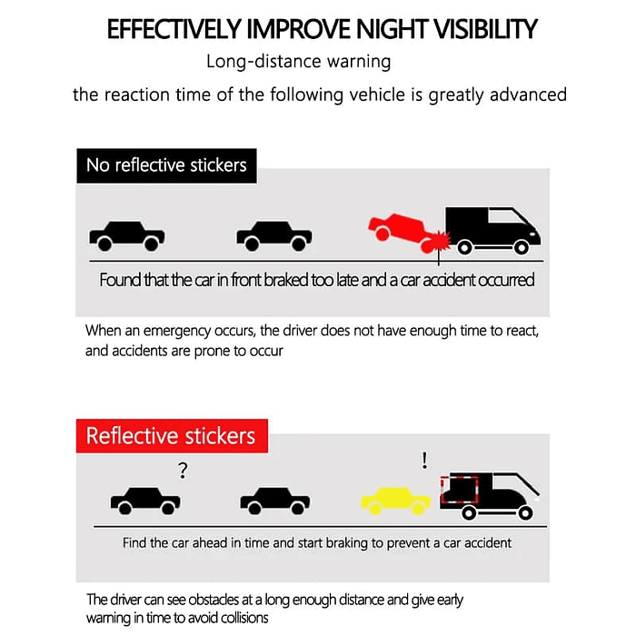 Pegatinas reflectantes para auto y camión color blanco con rojo tira reflectante, seguridad del vehículo, cuerpo luminoso, señales de advertencia nocturnas medida 2 metros  Precio 1490 pesos  9