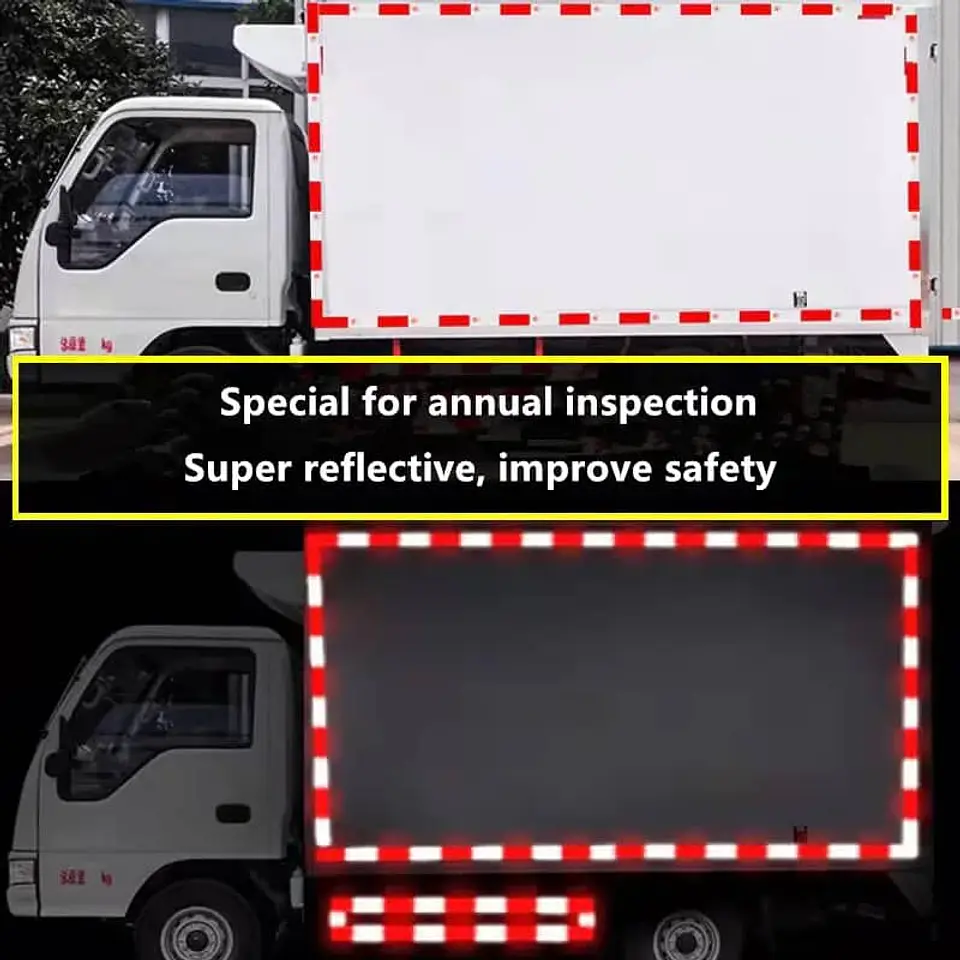 Pegatinas reflectantes para auto y camión color blanco con rojo tira 11