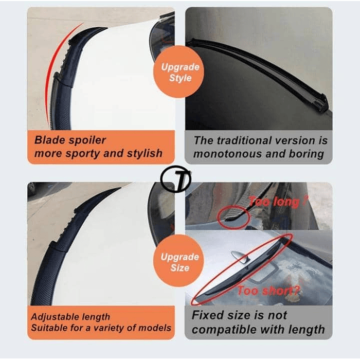 Alerón airfoil 2023, accesorios de autos universal de goma color negro con adhesivo cortable sin perforación accesorios de modificación medida 1.35cm 5