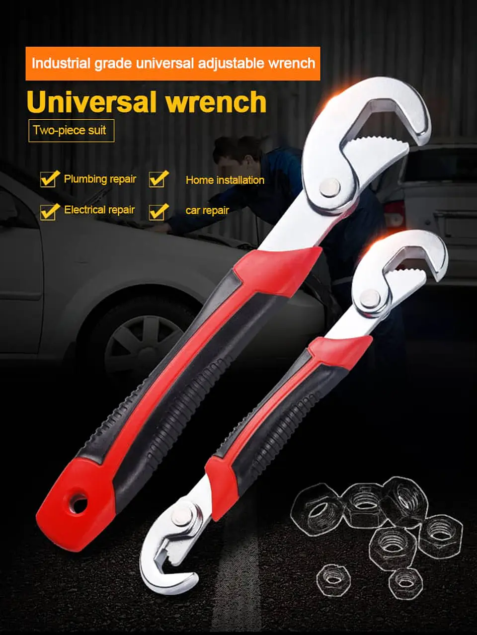 X2 Llave inglesa universal ajustable, herramienta manual multifuncion 17