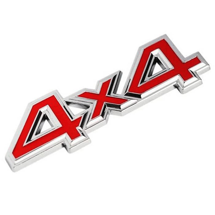 Pegatina emblema de metal 4x4 3D para autos universal adhesiva para carrocería tunning universal cromado con rojo medida 11 x 3.4cm precio 5990 2