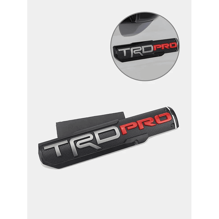 Emblema insignia 3D TRD PRO etiqueta pegatina para uso lateral, guarda barro, parrilla y maletero color negro letra gris y rojo 2