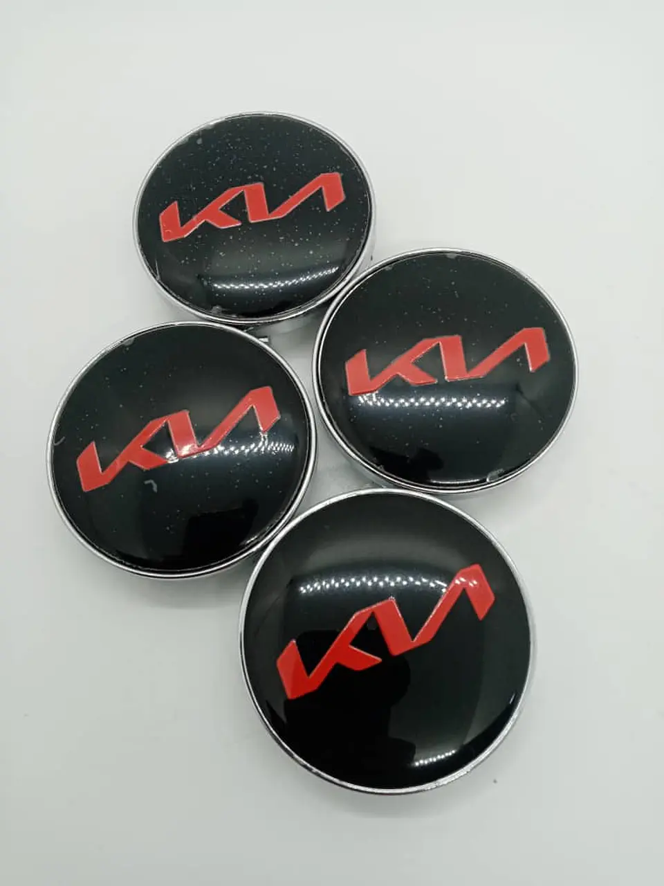 X4 Tapa centro llantas kia logo - Negra Roja 4