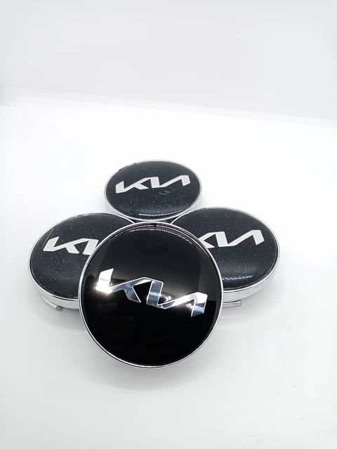 X4 Tapa centro llantas kia logo - Negra Plata