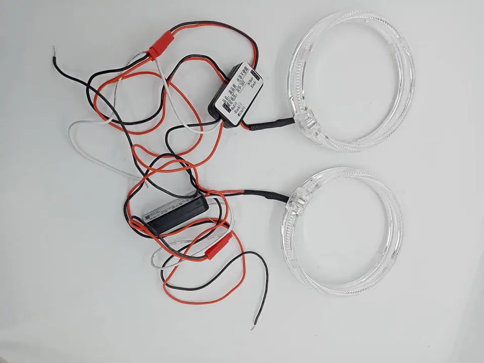 X2 anillos luz LED circular, ojos de ángel 9.5cm - Rojo 3