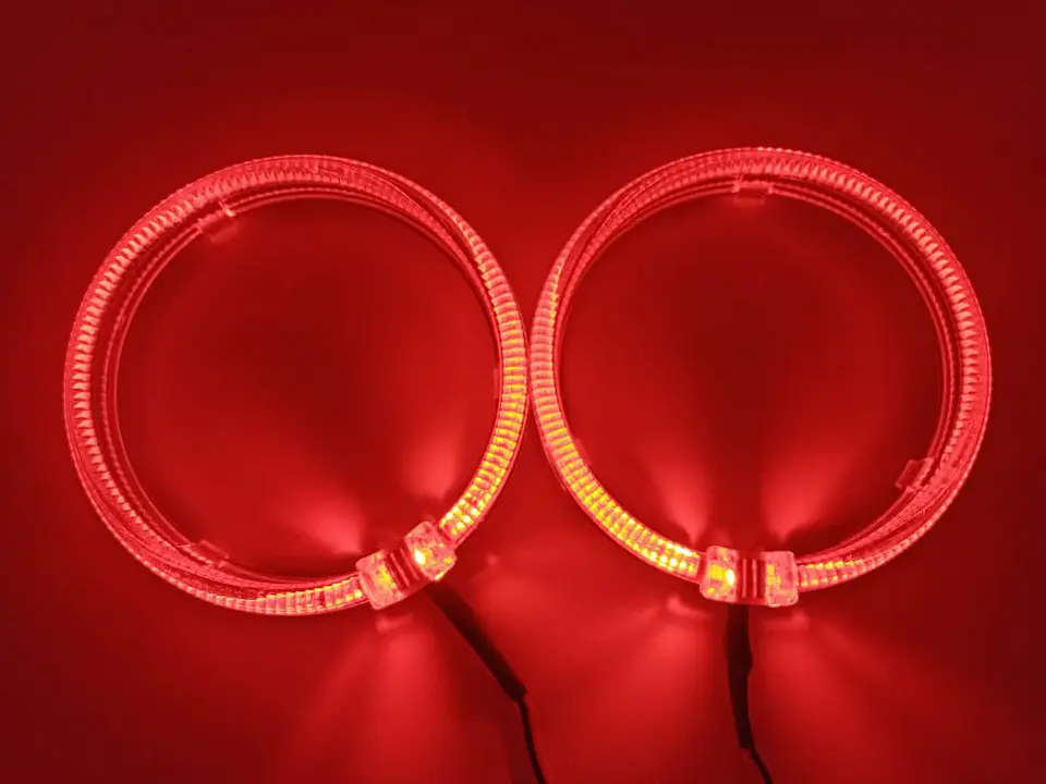 X2 anillos luz LED circular, ojos de ángel 9.5cm - Rojo 1
