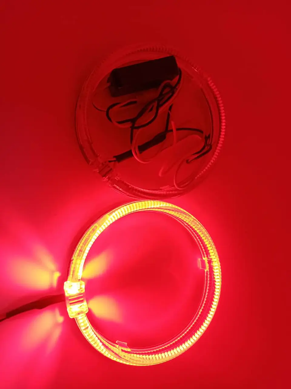 X2 anillos luz LED circular, ojos de ángel 9.5cm - Rojo 6
