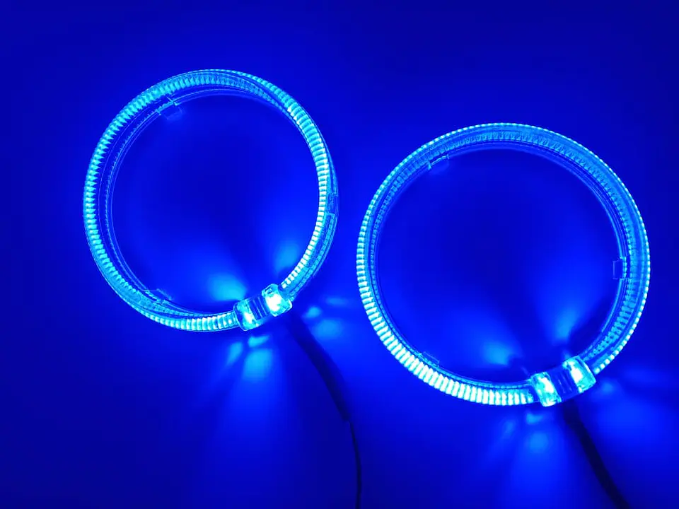 X2 anillos luz LED circular, ojos de ángel 9.5cm - Azul 2