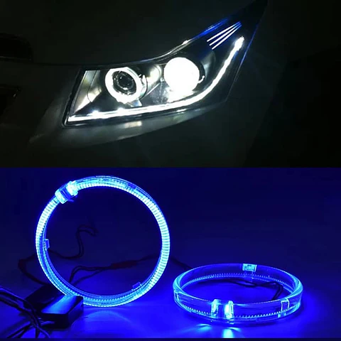 X2 anillos luz LED circular, ojos de ángel 9.5cm - Azul