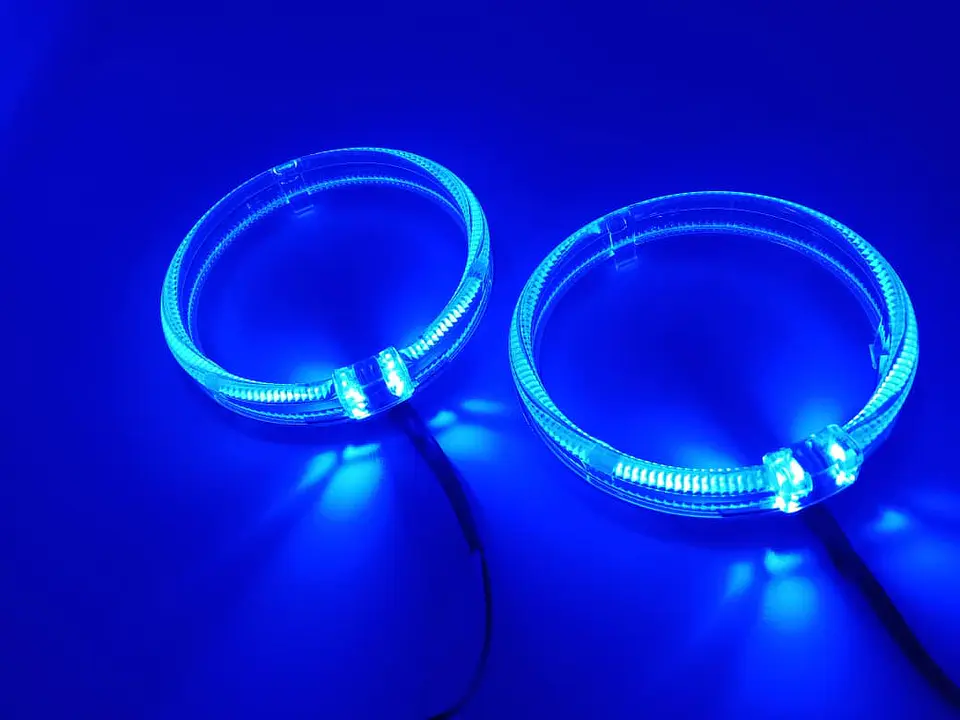 X2 anillos luz LED circular, ojos de ángel 9.5cm - Azul 9