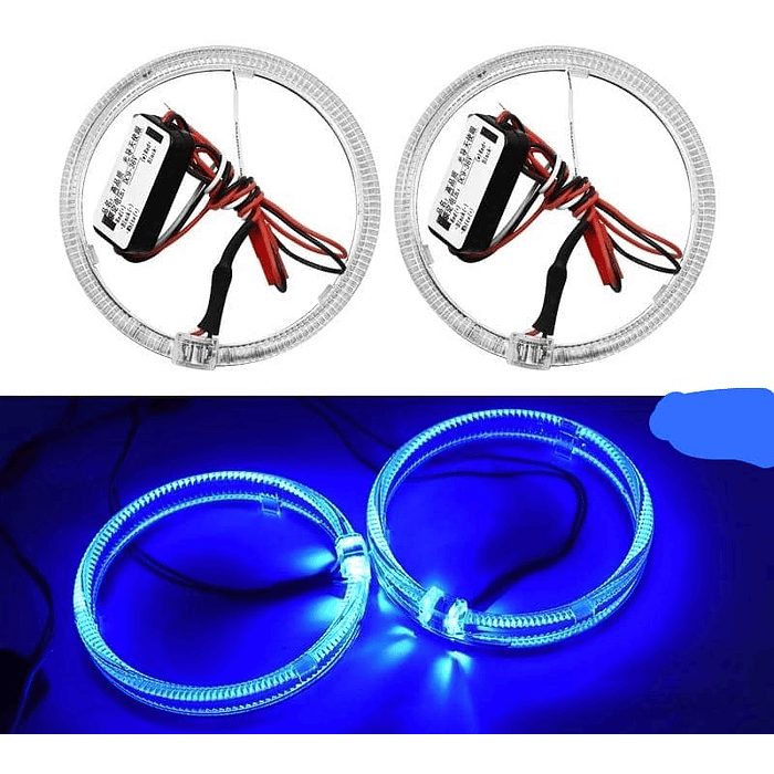 X2 anillos de luz led circular universal ojos de ángel para autos, accesorios de modificación de ópticos medida 10.4cm color azul  10