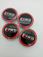 X4 Tapa centro llantas Toyota TRD 60mm 56mm - Negra Rojo - Miniatura 1