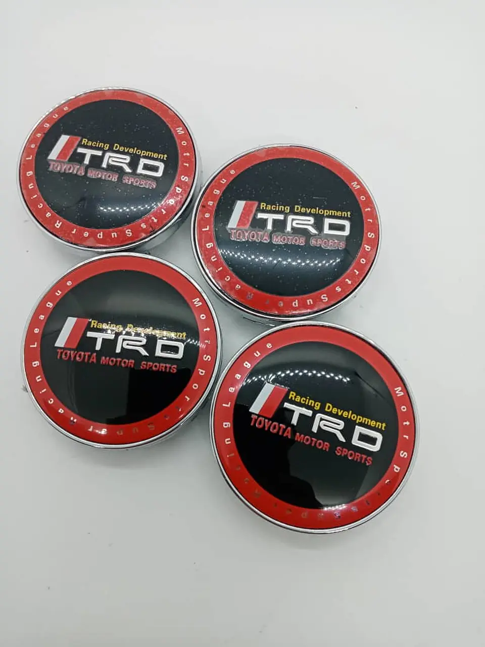 X4 Tapa centro llantas Toyota TRD 60mm 56mm - Negra Rojo 1