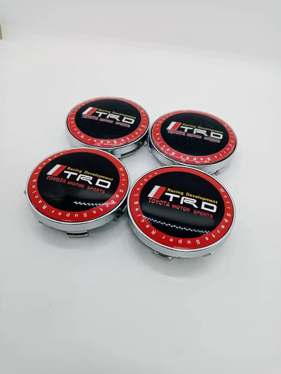 X4 Tapa centro llantas Toyota TRD 60mm 56mm - Negra Rojo 4