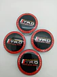 X4 Tapa centro llantas Toyota TRD 60mm 56mm - Negra Rojo - Miniatura 6